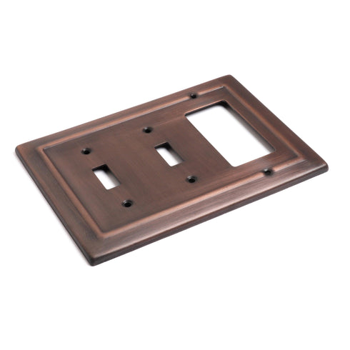 Architectural Combo Toggle / Rocker Light Switch Wall Plate - Antique Copper Finish